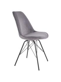 Sedia imbottita in velluto Oslo 2 pz, Gambe: metallo rivestito, Grigio, Larg. 48 x Alt. 55 cm