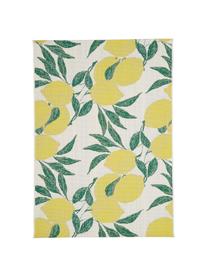 Tapis d'extérieur imprimé citron Limonia, 86 % polypropylène, 14 % polyester, Blanc, jaune, vert, larg. 160 x long. 230 cm (taille M)