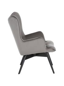 Sillón orejero de terciopelo Vicky, Tapizado: terciopelo de poliéster 4, Patas: madera de haya, sólido y , Terciopelo gris, An 59 x F 63 cm