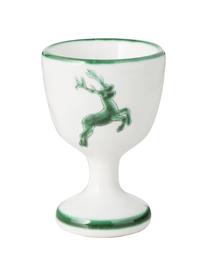 Coquetier en céramique artisanale Cerf Vert, Céramique, Vert, blanc, haut. 6 cm