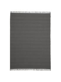 Tapis rustique en coton avec franges Tanya, Gris foncé