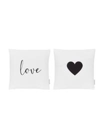 Housses de coussin en noir et blanc Love, 2 élém., Noir, blanc