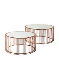 Set de mesas de centro en metal Wire, 2 pzas., tablero de cristal, Estructura: metal con pintura en polv, Tablero: vidrio de seguridad lamin, Cobre, Set de diferentes tamaños
