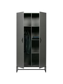 Armario Morris, 2 puertas, Estructura: madera de pino maciza pin, Estantes: melamina, Gris, negro, dorado, An 100 x Al 195 cm