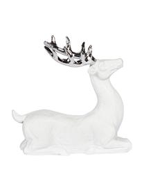 Ručně vyrobená dekorace Deer, Polyresin, Bílá, stříbrná, Š 9 cm, V 9 cm