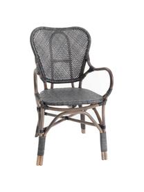 Silla de ratán para exterior Xyli, Estructura: ratán pintado, Negro, An 62 x F 54 cm