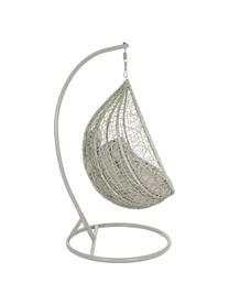 Poltrona sospesa intrecciata con struttura in metallo Amirantes, Struttura: acciaio laccato a polvere, Seduta: fibre sintetiche, Rivestimento: poliestere, Grigio, Ø 105 x Alt. 198 cm