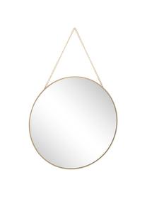 Goudkleurige wandspiegel Lala met metalen ketting, Lijst: gecoat metaal, Messingkleurig, Ø 38 cm