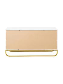 Klassisches Sideboard Sanford in Weiß mit Türen, Korpus: Mitteldichte Holzfaserpla, Fußgestell: Metall, pulverbeschichtet, Weiß, Goldfarben, B 160 x H 83 cm