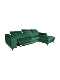 Sofa narożna z aksamitu z funkcją relaks Brito, Tapicerka: 100% aksamit poliestrowy,, Nogi: metal lakierowany, Ciemny zielony, S 300 x G 170 cm