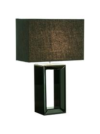 Duża lampa stołowa z lakierowanego szkła lustrzanego Serafina, Podstawa lampy: czarny<br>Klosz: czarny, S 38 x W 58 cm
