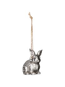 Deko-Anhänger Bunny, 2 Stück, Kunststoff, Silberfarben, 4 x 6 cm