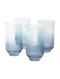 Waterglazen Imani met kleurverloop in blauw/transparant, 4 stuks, Glas, Blauw, transparant, Ø 8 x H 14 cm, 450 ml