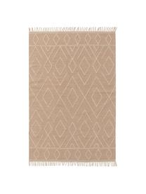 Ręcznie tkany dywan w stylu boho z frędzlami Sydney, 60% bawełna, 40% wełna, Beżowy, kremowy, S 120 x D 170 cm (Rozmiar S)
