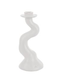 Candelabro con forma orgánica Organic Swirl, Poliresina, Blanco, Ø 11 x Al 25 cm