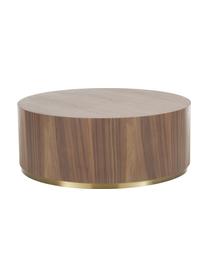 Grande table basse Clarice, Corps : placage en bois de noyer Pied : couleur dorée, brillant brossé