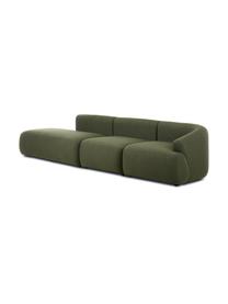 Chaise-longue componibile in tessuto verde Sofia, Rivestimento: 100% polipropilene Con 23, Struttura: legno di pino massiccio, , Piedini: plastica, Tessuto verde, Larg. 340x Prof. 95 cm