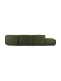 Chaise-longue componibile in tessuto verde Sofia, Rivestimento: 100% polipropilene Con 23, Struttura: legno di pino massiccio, , Piedini: plastica, Tessuto verde, Larg. 340x Prof. 95 cm