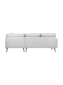 Sofa narożna z nogami z drewna dębowego Saint (3-osobowa), Tapicerka: poliester Dzięki tkaninie, Jasnoszara tkanina, S 243 x G 220 cm