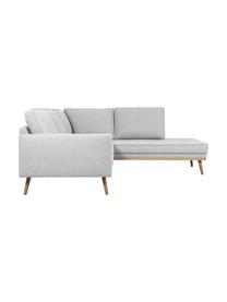 Ecksofa Saint (3-Sitzer) in Hellgrau mit Eichenholz-Füßen, Bezug: Polyester Der hochwertige, Gestell: Massives Kiefernholz, Spa, Webstoff Hellgrau, B 243 x T 220 cm