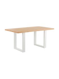 Table en bois massif Oliver, Chêne sauvage, blanc