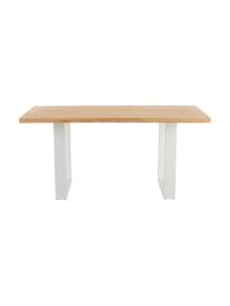 Table en bois massif Oliver, Chêne sauvage, blanc