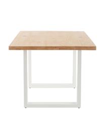 Table en bois massif Oliver, Chêne sauvage, blanc