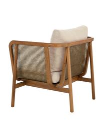 Sillón de ratán Callo, Estructura: madera de haya pintada co, Tejido blanco crema, madera de haya, An 106 x F 79 cm