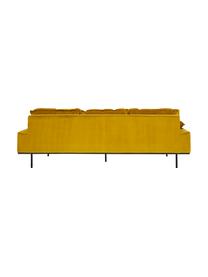 Samt-Sofa Retro (4-Sitzer) in Gelb mit Metall-Füssen, Bezug: Polyestersamt 86.000 Sche, Korpus: Mitteldichte Holzfaserpla, Samt Ockergelb, B 245 x T 83 cm