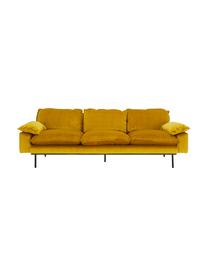 Samt-Sofa Retro (4-Sitzer) mit Metall-Füßen, Bezug: Polyestersamt 86.000 Sche, Korpus: Mitteldichte Holzfaserpla, Füße: Metall, pulverbeschichtet, Samt Ockergelb, B 245 x T 83 cm