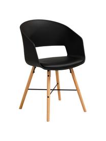 Sedia con braccioli Luna 2 pz, Gambe: legno di faggio verniciat, Nero, Larg. 52 x Prof. 52 cm