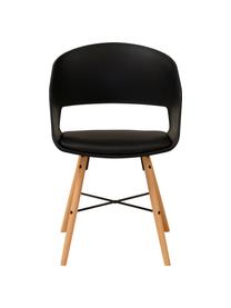 Krzesło z podłokietnikami z tapicerowanym siedziskiem Luna, 2 szt., Nogi: drewno bukowe, lakierowan, Czarny, S 52 x W 81 cm
