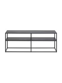 Credenza bassa in metallo con ripiano Neptun, Metallo verniciato a polvere, Nero, Larg. 120 x Alt. 46 cm
