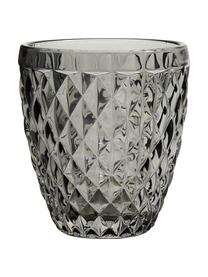 Vasos con relieve Diamond, 6 uds., Vidrio, Gris oscuro, ligeramente transparente, Ø 9 x Al 10 cm