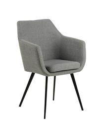 Sedia stile nordico con braccioli Nora, Rivestimento: 100% poliestere Il rivest, Gambe: metallo rivestito, Grigio chiaro, nero, Larg. 58 x Prof. 58 cm