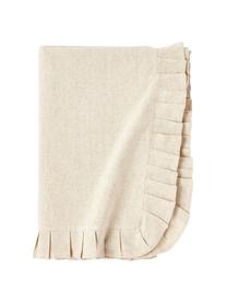 Mantel con volantes Chambray, 100% algodón, Blanco crema, De 6 a 8 comensales (L 250 x An 160 cm)