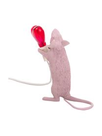 LED tafellamp Mouse Love, Peertje: glas, Roze, rood, 6 x 15 cm