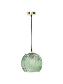 Kleine hanglamp Luisa van glas, Lampenkap: glas, Baldakijn: gelakt metaal, Groen, Ø 22  x H 20 cm