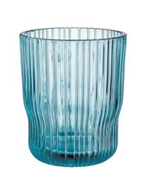Bicchiere acqua con rilievo scanalato Chelsea 6 pz, Vetro, Blu turchese, Ø 8 x Alt. 10 cm, 250 ml