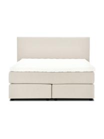 Premium boxspring bed Eliza in beige, Matras: 5-zones pocketvering, Poten: massief gelakt berkenhout, Geweven stof beige, 140 x 200 cm, hardheidsgraad 2