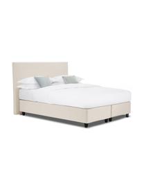 Letto boxspring premium in tessuto beige Eliza, Materasso: nucleo a 5 zone di molle , Struttura: legno di pino massiccio, Piedini: legno di betulla massicci, Tessuto beige, 140 x 200 cm, durezza 2