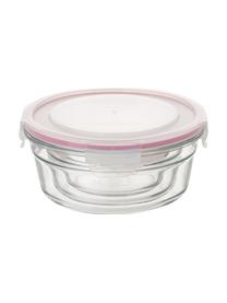 Frischhalteboxen-Set Romy, 3-tlg., Behälter: Gehärtetes Glas, schadsto, Verschluss: Polypropylen, Dichtung: Silikon, Transparent, Rosa, Set mit verschiedenen Grössen