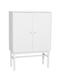 Credenza alta con 2 ante Webster, Gambe: legno di albero della gom, Bianco, Larg. 94 x Alt. 135 cm