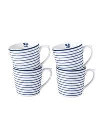 Tazza con motivo blu Candy Rose 4 pz, Porcellana Fine Bone China, Bianco, blu, Ø 9 x Alt. 9 cm, 320 ml