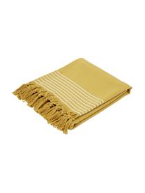 Fouta s třásněmi a froté zadní stranou Freddy, Žlutá, Š 100 cm, D 180 cm