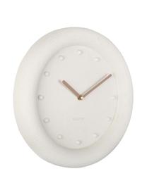 Reloj de pared Petra, Poliresina con superficie texturizada, Marfil, dorado, beige, Ø 30 cm