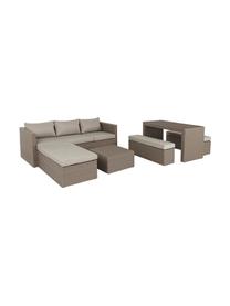 Tuin loungeset Platea, 6-delig, Frame: synthetische vezels, Bekleding: polyester, Beige, bruin, Verschillende formaten