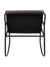 Fauteuil à bascule en cuir Karisma, Noir, brun foncé, larg. 59 x prof. 77 cm