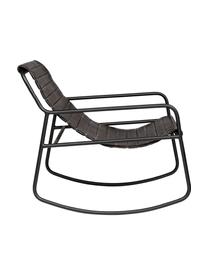 Mecedora de cuero Karisma, Asiento: cuero, Estructura: metal con pintura en polv, Negro, marrón oscuro, An 59 x F 77 cm