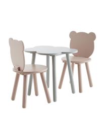 Set van 2 houten kinderstoelen Beary in roze, Grenenhout, MDF, Roze, B 30 x H 58 cm